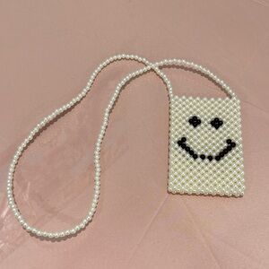 Pearl Beaded Smiley Face Bag